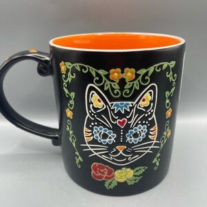 Eli + Ana Halloween Day of the Dead Charlie Cat Mug Floral NEW